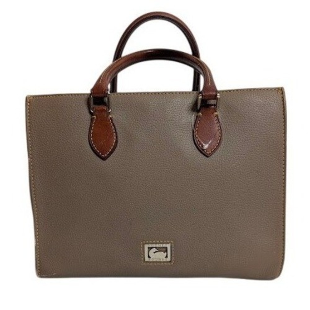 Dooney Bourke Janine Brown Leather Satchel Handbag Purse Pebble